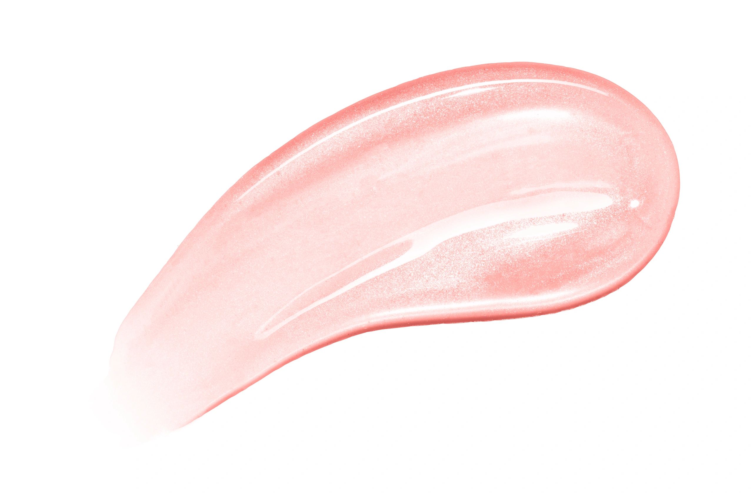 Pink lip gloss texture sample on white background
